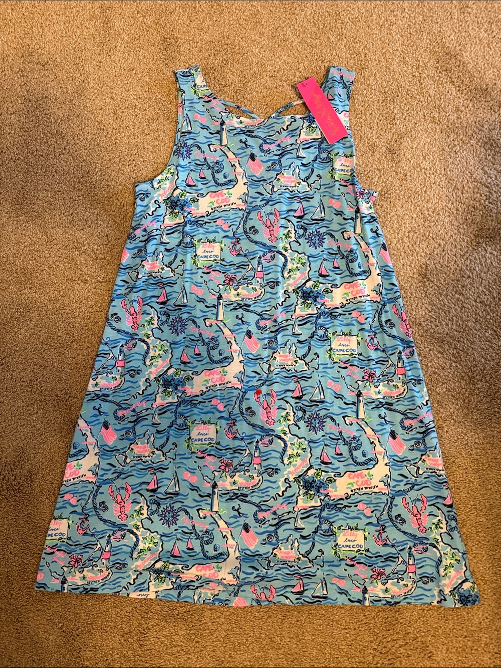Girls' Blue Nautical Print Tank Dress